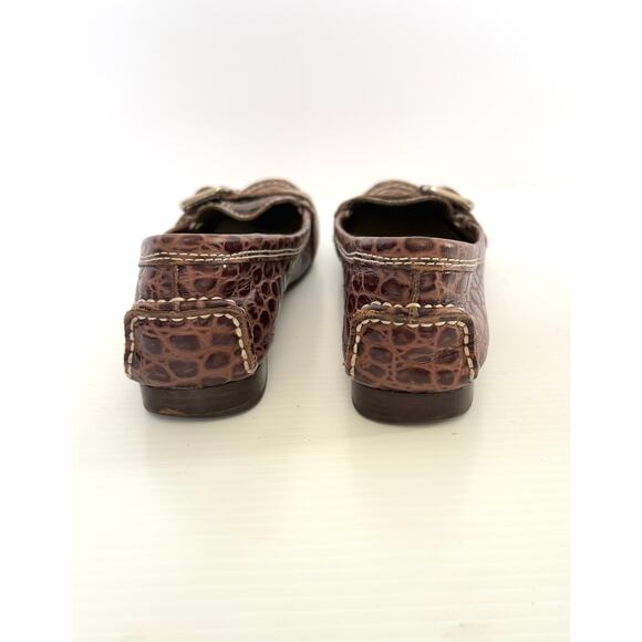Franco Sarto Kody Brown Croc Embossed Leather Buckle Flats Loafer Women’s 6 - Picture 3 of 7